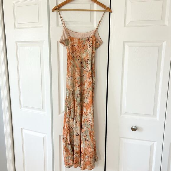 NWT Hello Molly “Catch the Wave” Elegant Floral Maxi Dress Orange Cream Size 4 - Picture 6 of 11